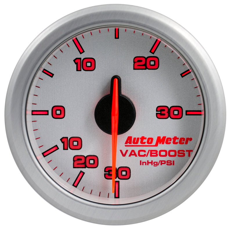 Autometer Airdrive 2-1/6in Boost/Vac Gauge 30in HG/30 PSI - Silver Gauges AutoMeter