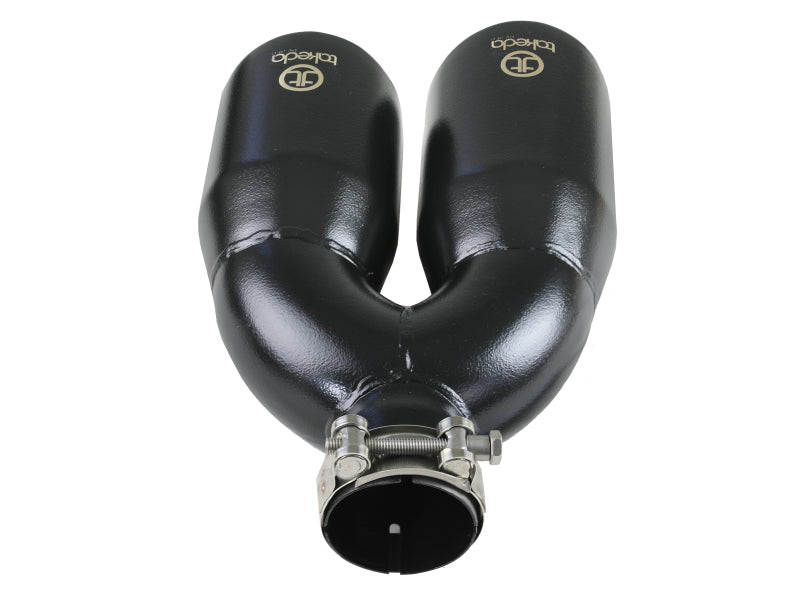 aFe Takeda 2.5in 304 Stainless Steel Clamp-on Exhaust Tip Passenger Side 2.5in Inlet 4inDual - Black Tips aFe