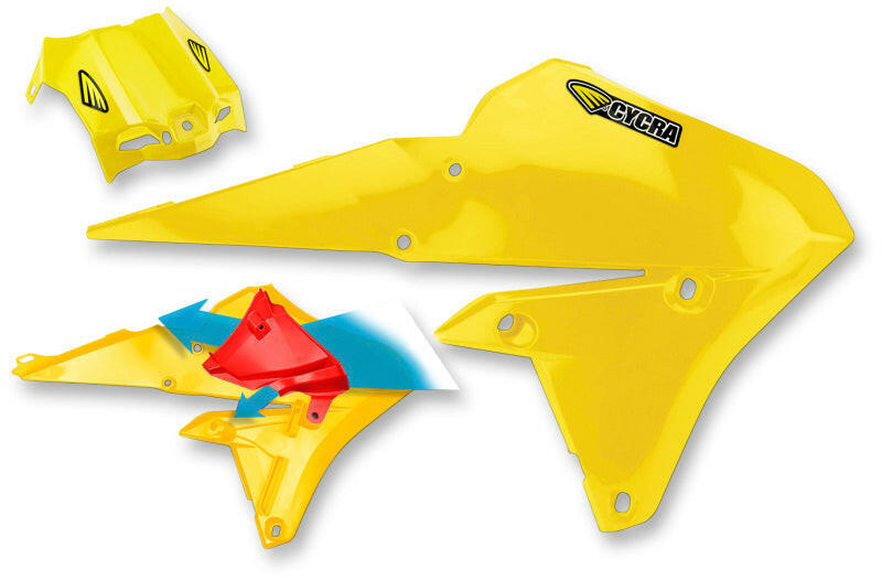 Cycra 14-18 Yamaha YZ250F/YZ450F/WR/FX Powerflow Intake Radiator Shrouds - Lightning Gold Plastics Cycra