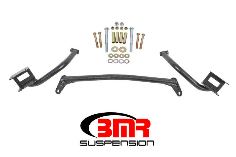 BMR 79-04 Fox Mustang Tubular Style Upper Torque Box Reinforcement Plates - Black Hammertone Diff Braces BMR Suspension