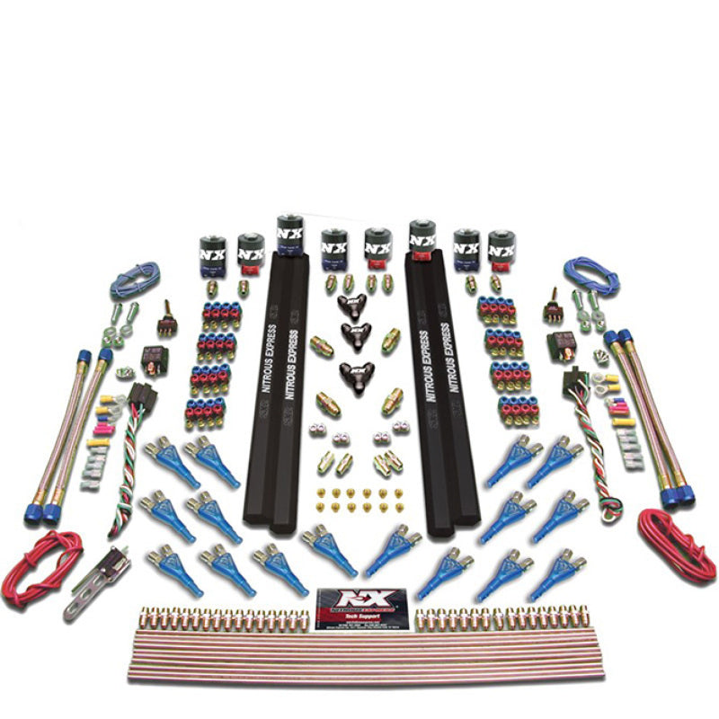 Nitrous Express Shark Dual Stage /Gas 16 Nozzles (200-1200HP) 8 Solenoids Nitrous Kit w/o Bottle Nitrous Systems Nitrous Express