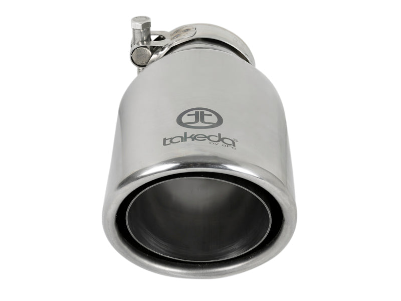 aFe Takeda 304 Stainless Steel Clamp-On Exhaust Tip 2.5in. Inlet / 4in. Outlet / 8in. L - Polished Tips aFe