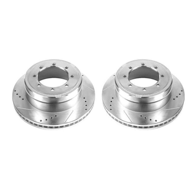 Power Stop 13-16 Ford F-450 Super Duty Rear Drilled & Slotted Rotor - Pair Brake Rotors - Slot & Drilled PowerStop