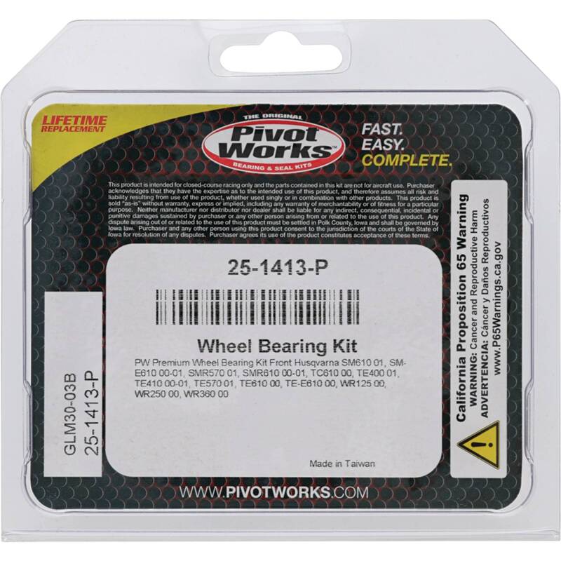 Pivot Works Husqvarna Wheel Bearing Kit Premium Bearings Control Arms Pivot Works