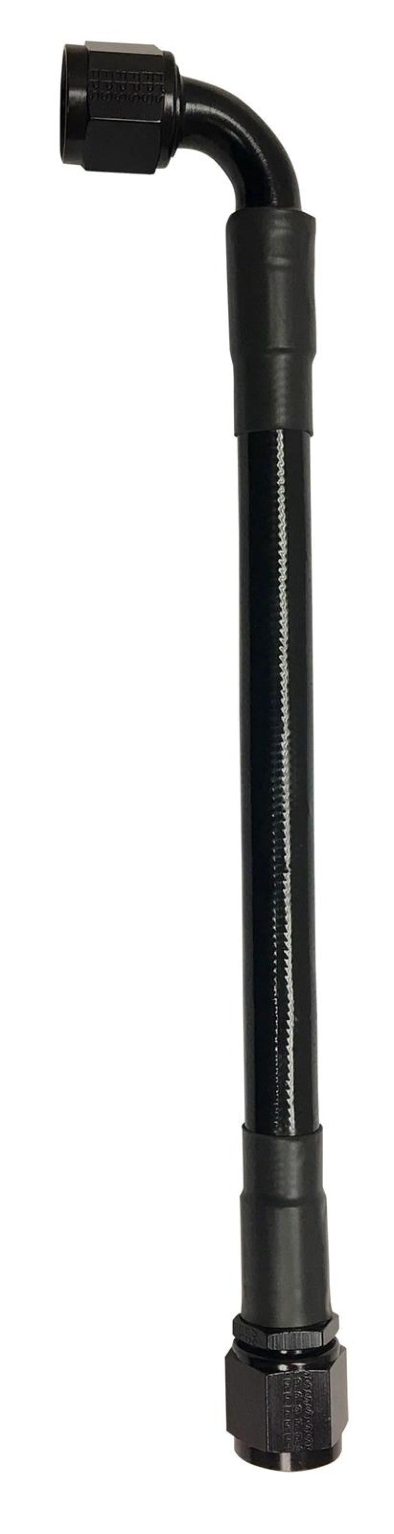 Fragola -10AN Ext Black PTFE Hose Assembly Straight x 90 Degree 12in Hoses Fragola