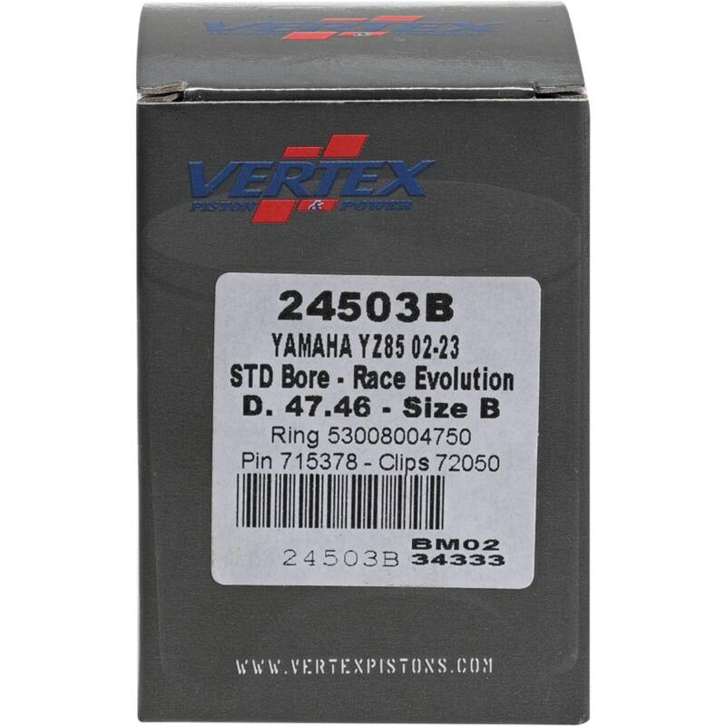 Vertex Piston 02-24 Yamaha YZ 85 85cc Cast Race Evolution Piston Kit Piston Sets - Powersports Vertex Pistons