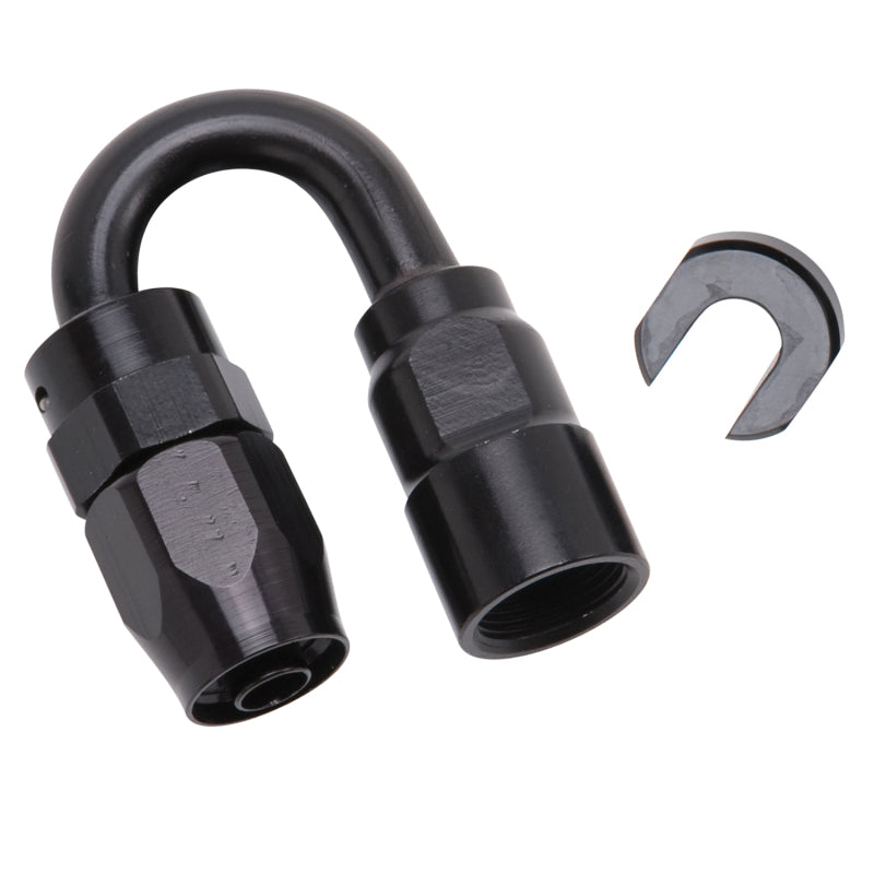 Russell Performance 5/16in SAE Quick Disc Female to -6 Hose Black 180 Degree Hose End Fittings Russell