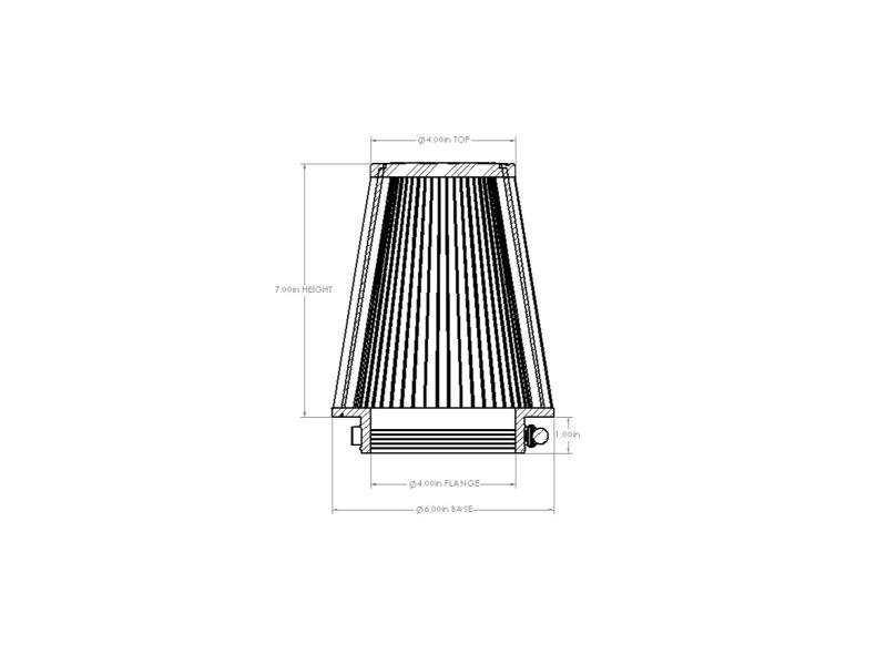 aFe POWER Universal Clamp-On Air Filter w/ D2 Dura-Dry Media - 4in F x 6in B x 4in T x 7in H Air Filters - Universal Fit aFe