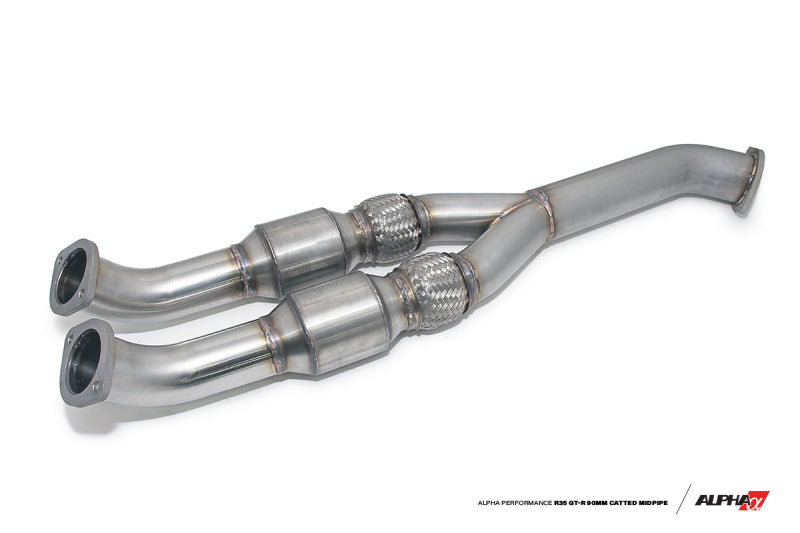 AMS Performance 2009+ Nissan GT-R R35 Alpha 90mm Midpipe w/GESI Cats - 76mm Exit Connecting Pipes AMS