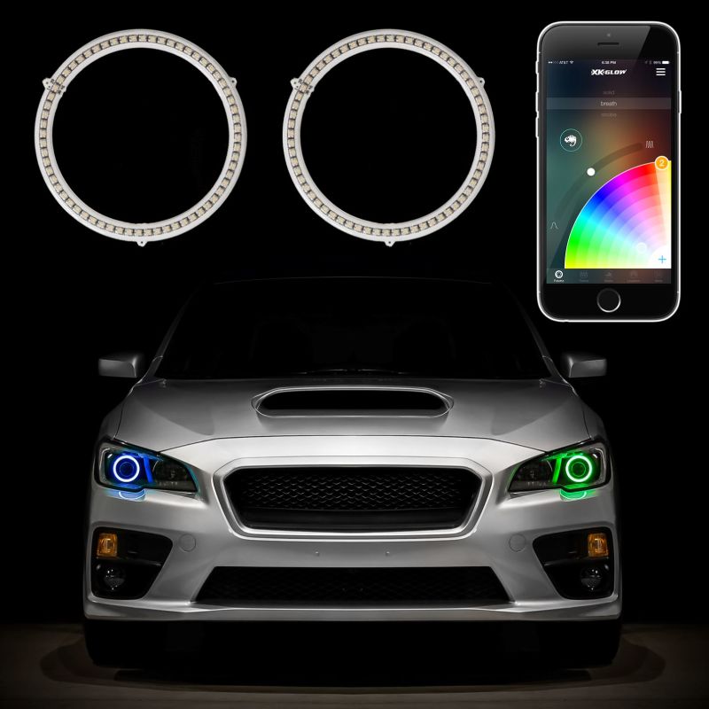 XK Glow 2x110mm - RGB Switchback Halo Million Color XKCHROME Smartphone App Controlled Kit Light Accessories and Wiring XKGLOW