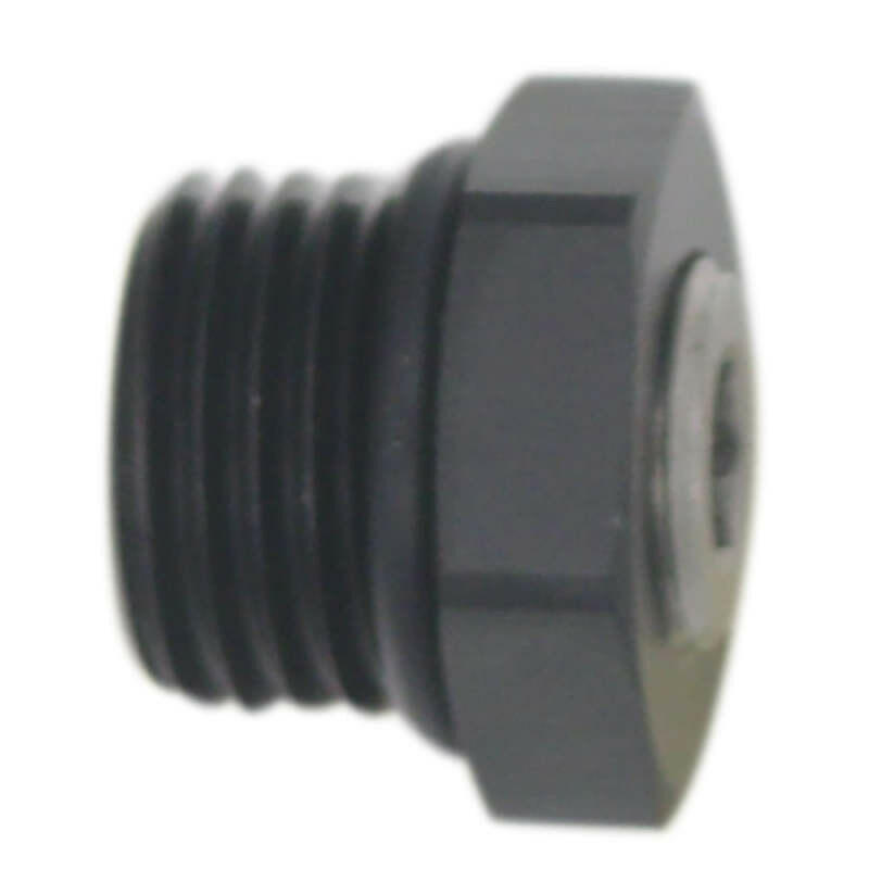 DeatschWerks 6AN ORB Male Plug Fitting with 1/8in NPT Gauge Port - Anodized Matte Black Fittings DeatschWerks