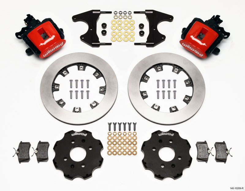 Wilwood Combination Parking Brake Rear Kit 12.19in Red Civic / Integra Drum 2.46 Hub Offset Brake Calipers - Perf Wilwood