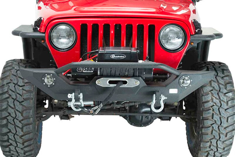 Fishbone Offroad 87-06 Jeep TJ/YJ Wrangler TJ/YJ Steel Front Bumper W/LEDs - Blk Textured Powercoat Bumpers - Steel Fishbone Offroad