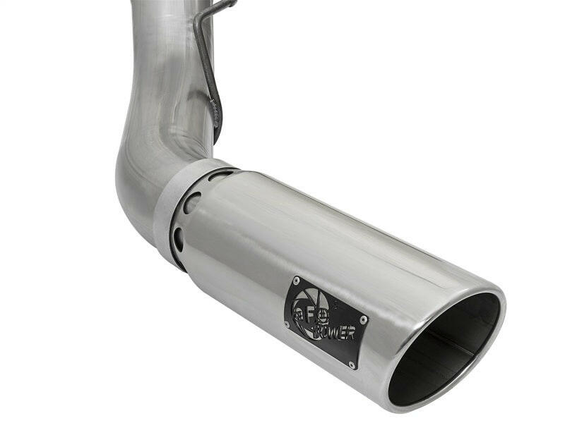 aFe LARGE BORE HD 5in 409-SS DPF-Back Exhaust w/Polished Tip 2017 Ford Diesel Trucks V8 6.7L (td) DPF Back aFe