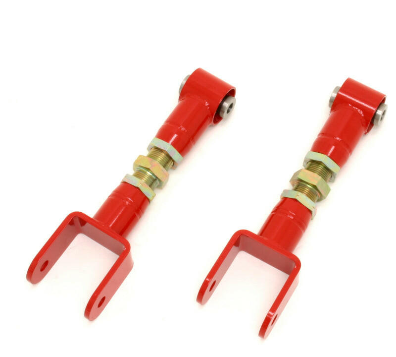 BMR 79-04 Fox Mustang Upper Control Arms On-Car Adj. w/ Spherical Bearings - Red Control Arms BMR Suspension