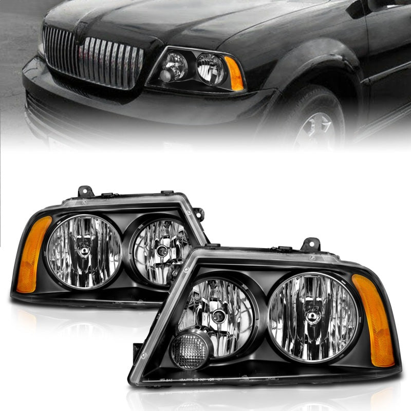 ANZO 2003-2006 Lincoln Navigator Crystal Headlights Black Headlights ANZO