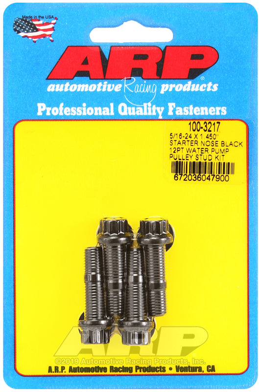 ARP 5/16-24 X 1.450 starter nose black 12pt water pump pulley stud kit Rod Bolt Kits ARP