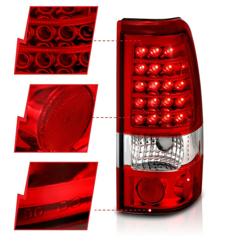 ANZO 1999-2007 Chevrolet Silverado 1500 LED Taillights Red/Clear Tail Lights ANZO
