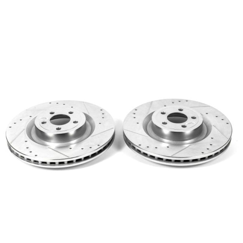Power Stop 15-22 Ford Mustang Front Drilled & Slotted Rotor - Pair Brake Rotors - Slot & Drilled PowerStop