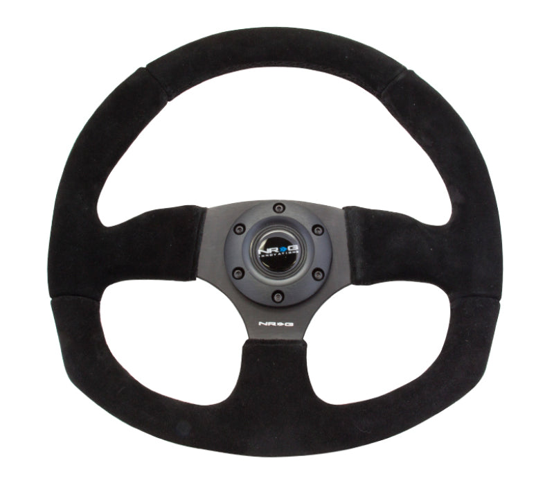 NRG Reinforced Steering Wheel (320mm Horizontal / 330mm Vertical) Black Suede w/Black Stitching Steering Wheels NRG