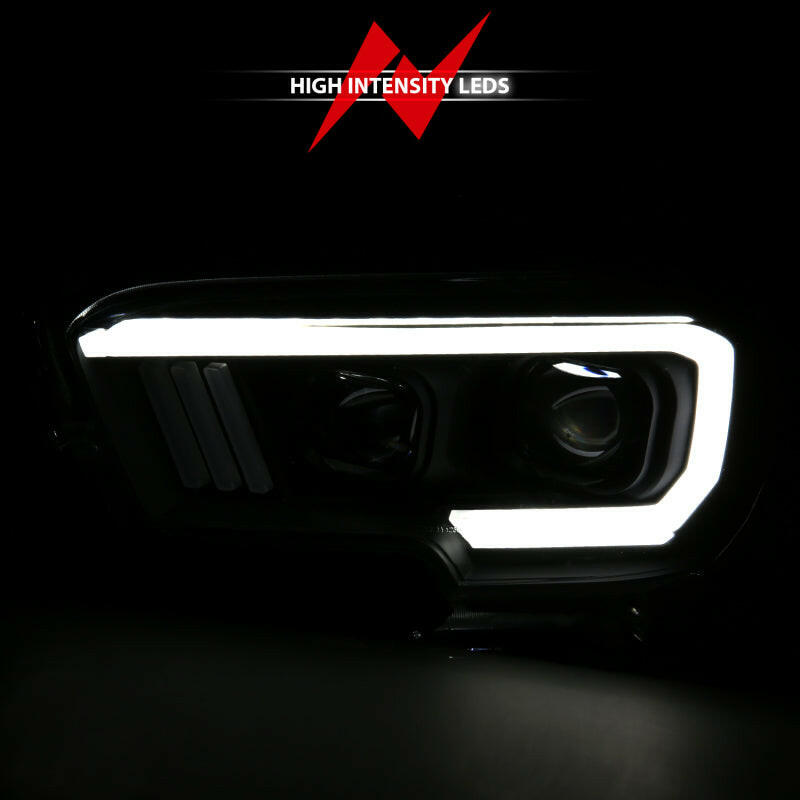 ANZO 2016-2017 Toyota Tacoma Projector Headlights w/ Plank Style Switchback Black w/ Amber Headlights ANZO