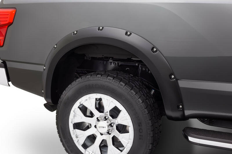 Bushwacker 16-18 Nissan Titan XD Pocket Style Flares 4pc 78.0in Bed - Black Fender Flares Bushwacker