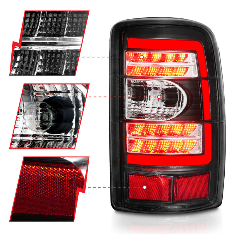 ANZO 2000-2006 Chevrolet Tahoe LED Tail Lights w/ Clear Lens Black Housing Tail Lights ANZO