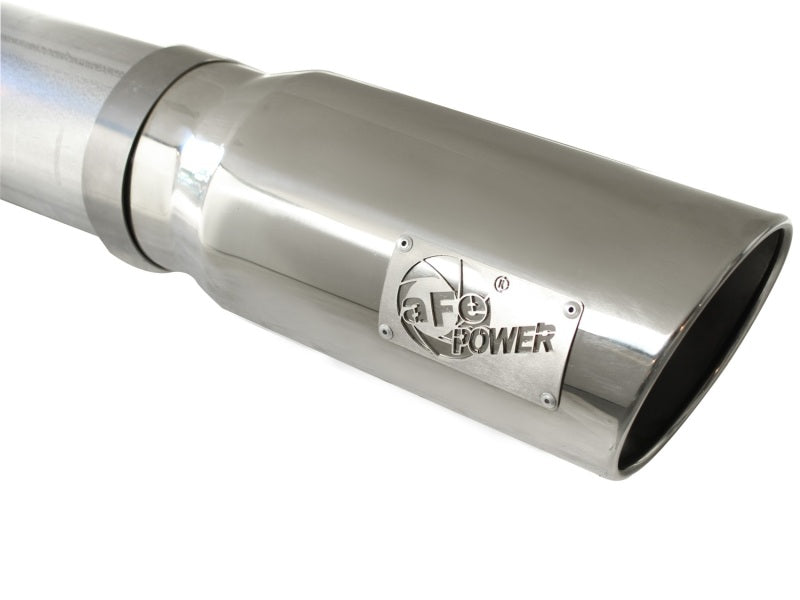 aFe ATLAS 5in DPF-Back Alum Steel Exhaust System Polished Tip GM Diesel Trucks 7.5-10 V8-6.6L td LMM DPF Back aFe