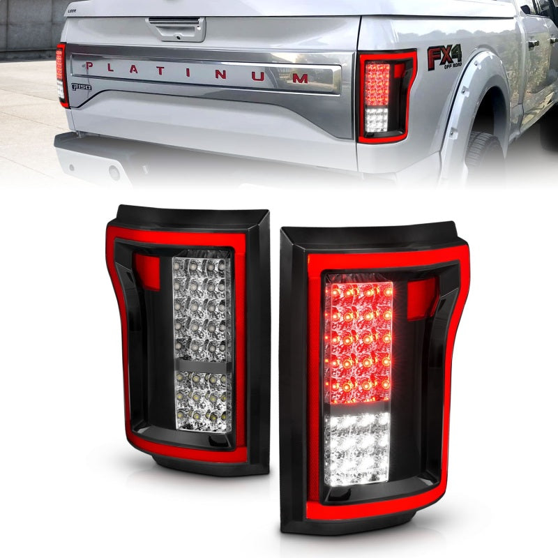 ANZO 2015-2016 Ford F-150 LED Taillights Red/Clear Tail Lights ANZO