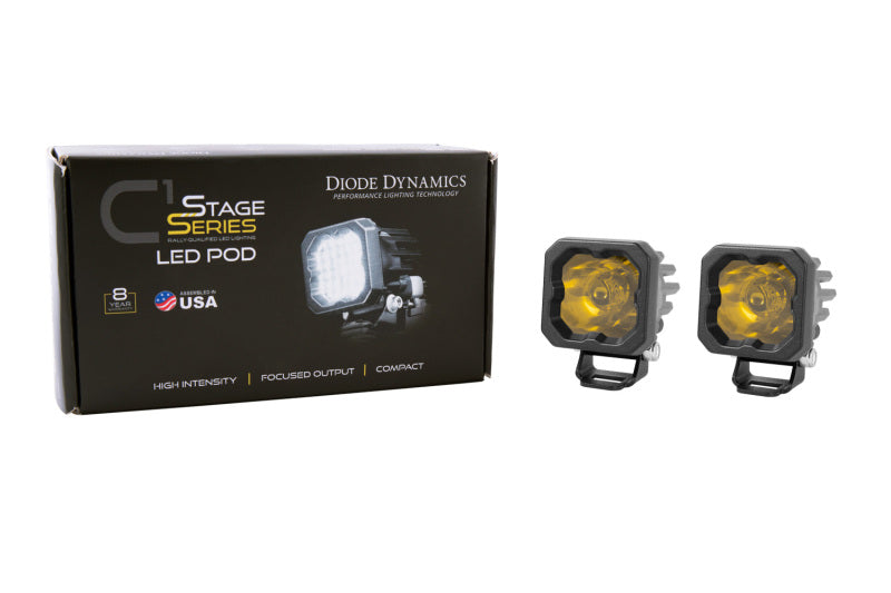 Diode Dynamics Stage Series C1 LED Pod Sport - Yellow Spot Standard ABL (Pair) Light Accessories and Wiring Diode Dynamics