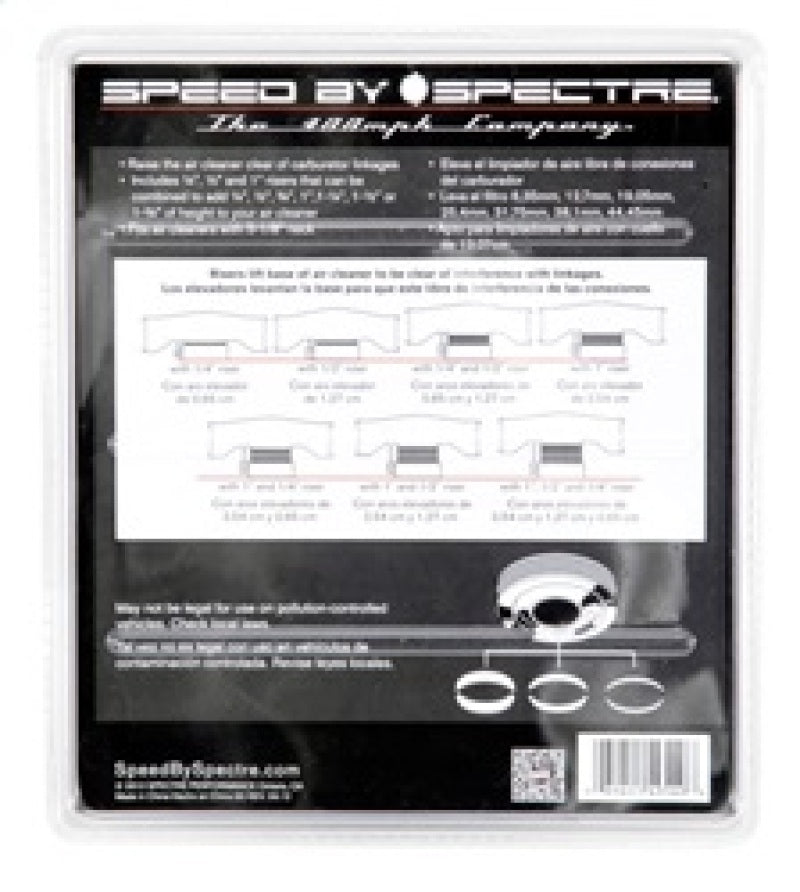 Spectre Air Cleaner Riser Kit - Black Air Intake Components Spectre
