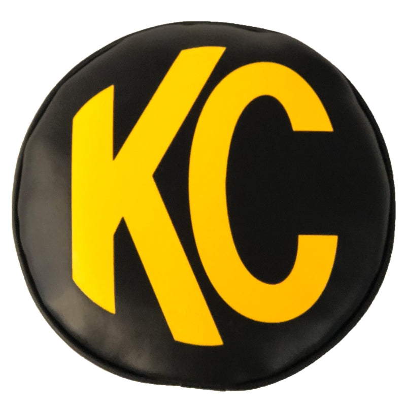 KC HiLiTES 6in. Round Soft Cover (Pair) - Black w/Yellow KC Logo Light Covers and Guards KC HiLiTES