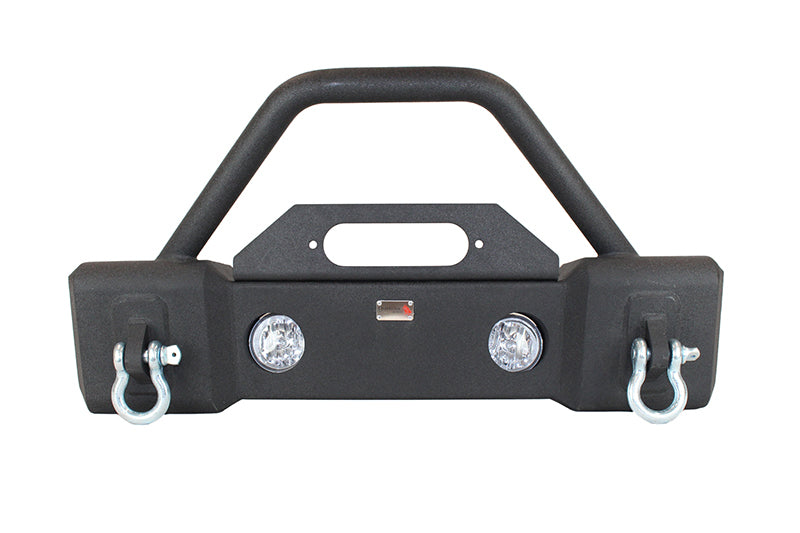 Fishbone Offroad 07-18 Jeep Wrangler JK Stubby Bumper W/Tube Guard - Black Texured Powdercoated Bumpers - Steel Fishbone Offroad
