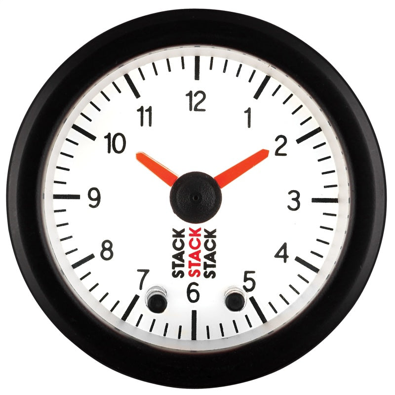 Autometer Stack Analog Clock Gauge - White Gauges AutoMeter