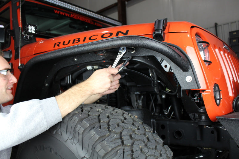 Fishbone Offroad 07-18 Jeep Wrangler Front/Rear Tube Fenders - Aluminum Blk Txtrd Pwdrcoat(Set Of 4) Fenders Fishbone Offroad