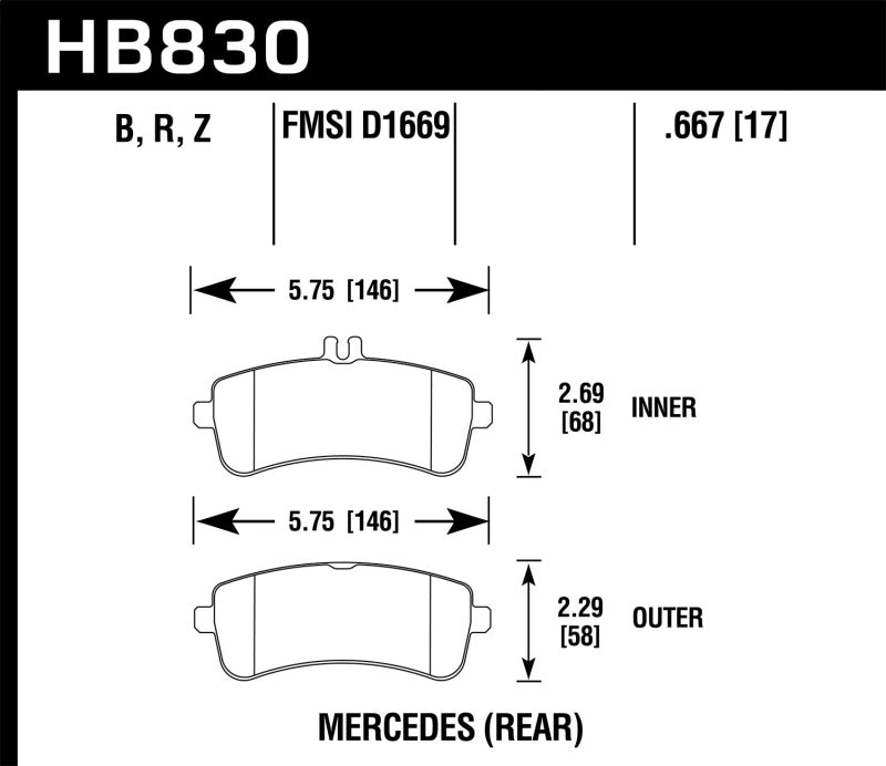 Hawk 13-16 Mercedes-Benz SL63 AMG/SL65 AMG Perfromance Ceramic Street Rear Brake Pads Brake Pads - Performance Hawk Performance