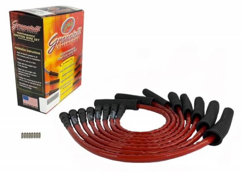 Granatelli 10-14 Ford 6.2L Perf Wire Set w/Inserts/Red Hi-Temp Jacket/Black Fire Sleeve Spark Plug Wire Sets Granatelli Motor Sports