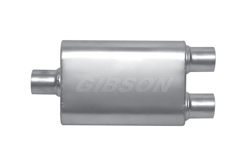 Gibson MWA Superflow Center/Dual Oval Muffler - 4x9x14in/3in Inlet/2.5in Outlet - Stainless Muffler Gibson