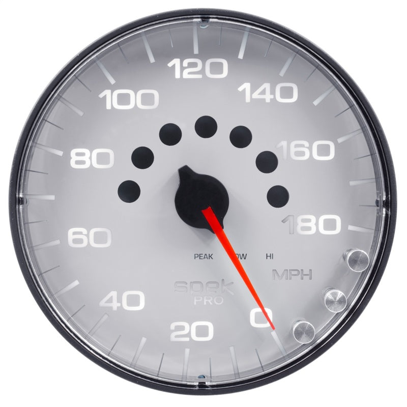 Autometer Spek-Pro Gauge Speedometer 5in 180 Mph Elec. Programmable White/Black Gauges AutoMeter