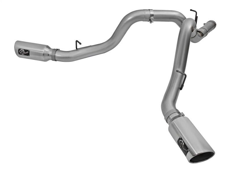 aFe LARGE Bore HD 4in Dual DPF-Back SS Exhaust w/Polished Tip 16-17 GM Diesel Truck V8-6.6L (td) LML DPF Back aFe