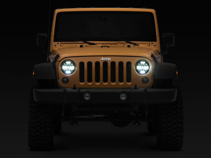 Raxiom 97-18 Jeep Wrangler TJ/JK Axial Series 13-LED Headlights- Black Housing (Clear Lens) Headlights Raxiom