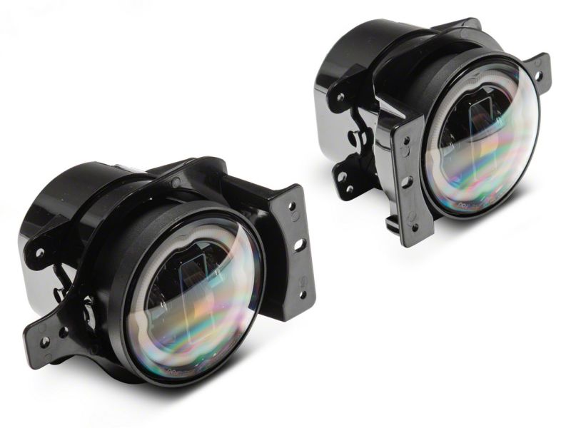 Raxiom 18-23 Jeep Wrangler JL Axial Series 9-In Angel Eye LED Headlights- Blk Housing (Clear Lens) Headlights Raxiom