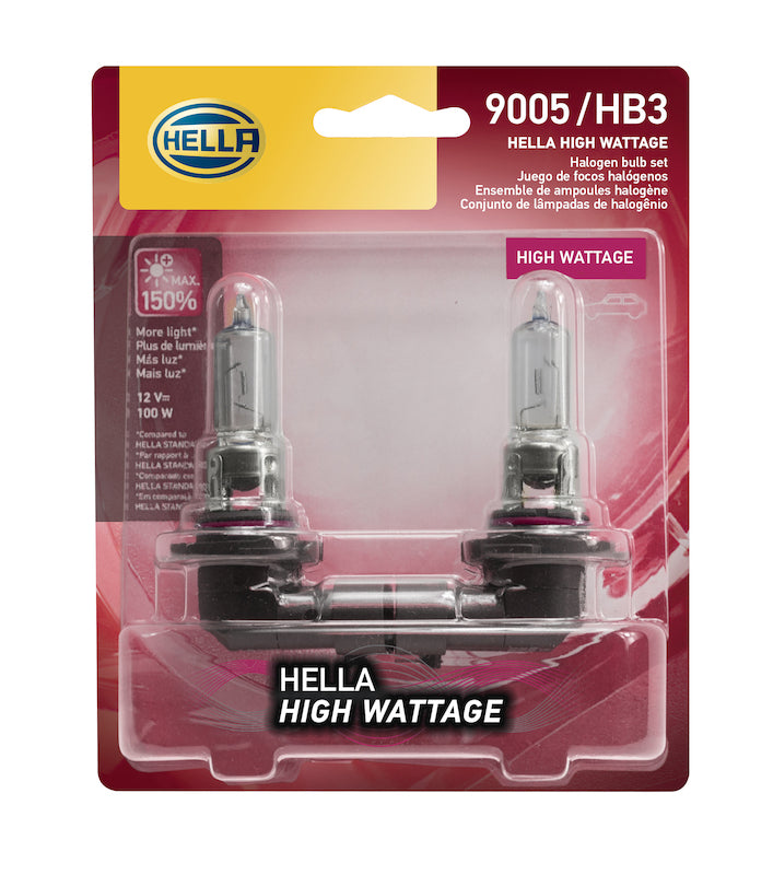 Hella HB3 9005 12V 100W P2OD T4 High Wattage Bulbs (Pair) Driving Lights Hella