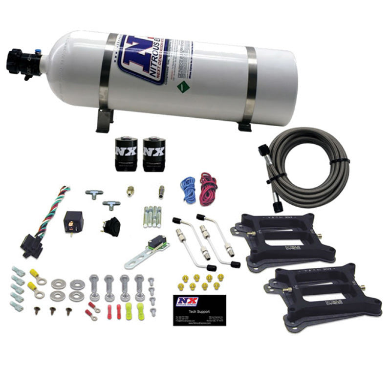 Nitrous Express Dual/4150/Gasoline Nitrous Kit (50-300HP) w/15lb Bottle Nitrous Systems Nitrous Express