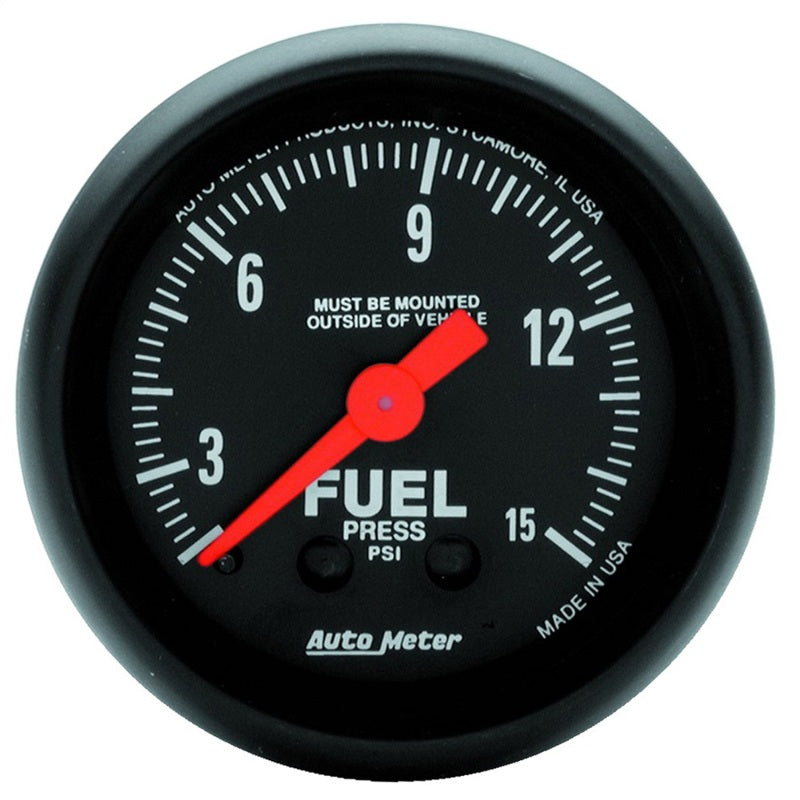 Autometer Z Series 2-1/16in 15 PSI Mechanical Fuel Pressure Gauge Gauges AutoMeter