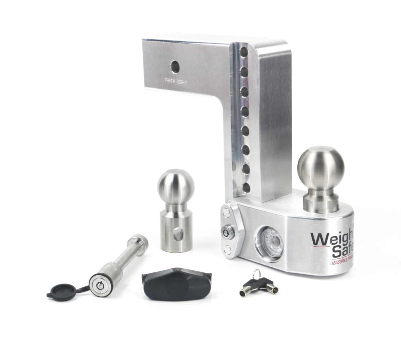 Weigh Safe 8in Drop Hitch w/Built-in Scale & 3in Shank (10K/21K GTWR) w/WS05 - Aluminum Hitch Ball Mounts Weigh Safe