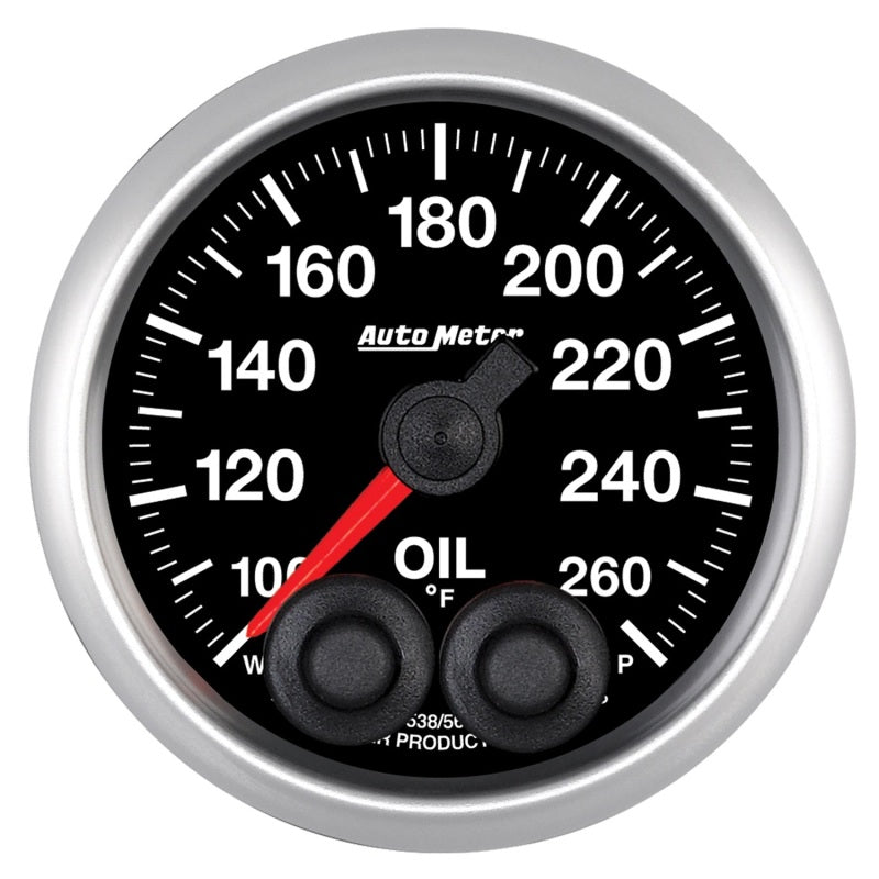 Autometer Elite 52mm 100-260 Deg F Oil Temp Peak & Warn w/ Electronic Control Gauge Gauges AutoMeter
