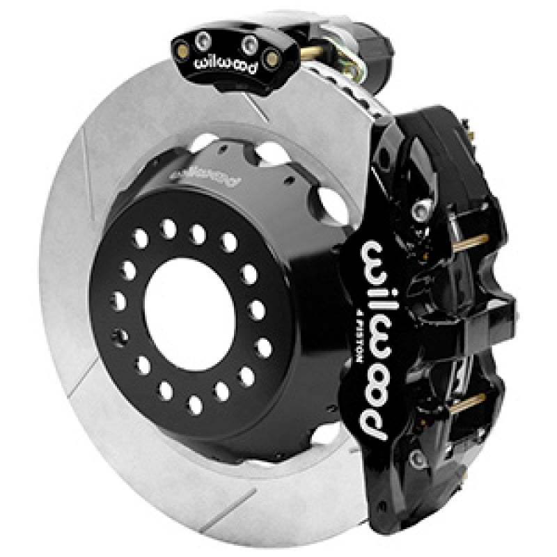 Wilwood AERO4 Big Brake Rear Electronic Parking Brake Kit - Black - Powder Coat Caliper - SLT Rotor Big Brake Kits Wilwood