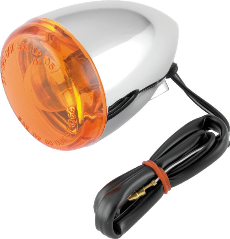 Bikers Choice Chrome Bullet Front Turn Signal Amber Lens Single Filament Replaces H-D 68885-00 Lights Corner Bikers Choice
