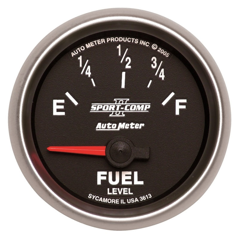 AutoMeter Gauge Fuel Level 2-1/16in. 0 Ohm(e) to 90 Ohm(f) Elec Sport-Comp II Gauges AutoMeter